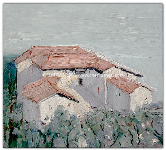 陈绿寿油画作品-山摩僧舍