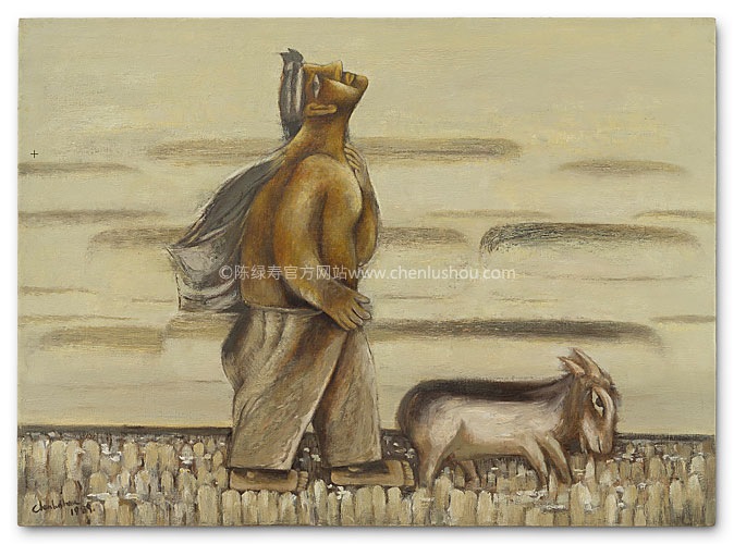 陈绿寿油画作品-羊群